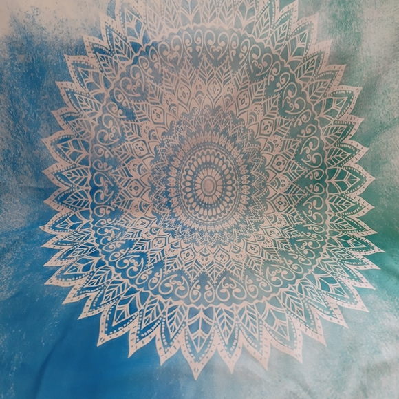 Elegant Teal and White Mandala Tapestry - Picture 1 of 3